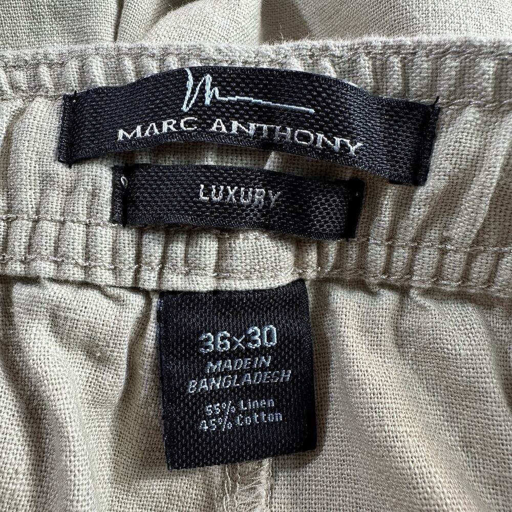 Marc Anthony Luxury Mens Size 36x30 Beige Tan Linen Blend Casual Chino Pants - Picture 9 of 10